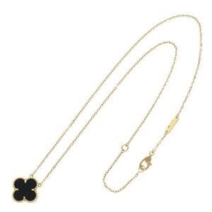 Womens Pendant Necklace Gold Plated & Black Irish Shamrock, Festival, Boho, VINT